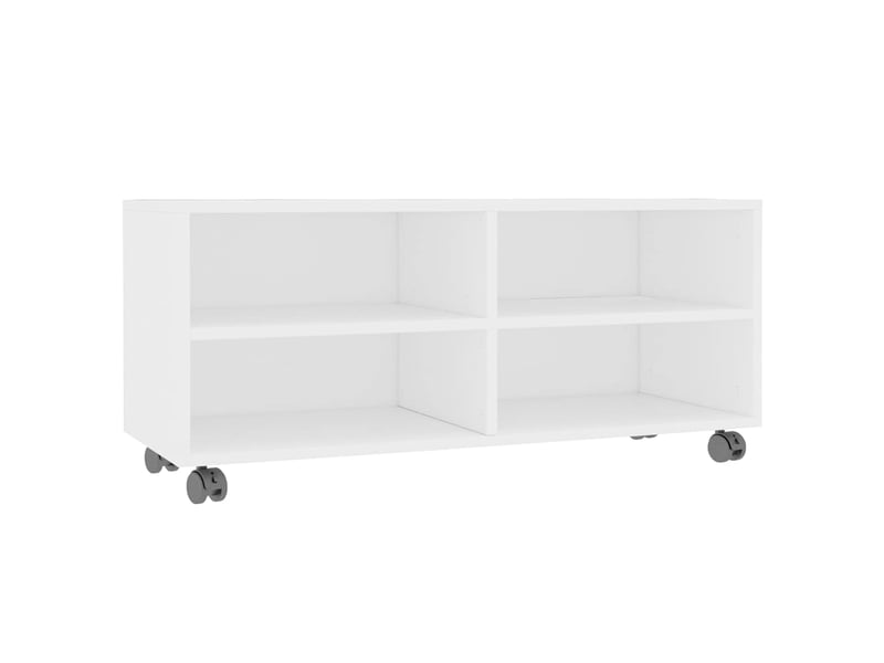  Meuble tv - banc tv - meuble de rangement avec roulettes blanc 90x35x35 cm bois d'ingénierie  - Conforama A