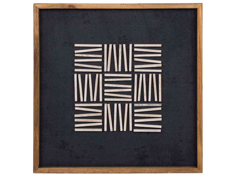  Tableau en bois recyclé fait main relief noir et blanc 62x4x62 cm h  - Conforama B