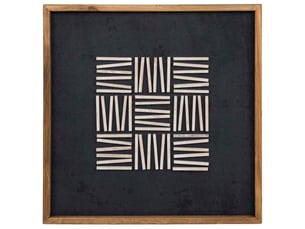 Tableau en bois recyclé fait main relief noir et blanc 62x4x62 cm h
