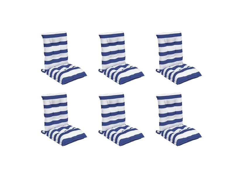  Lot de 6 coussins d'extérieur, coussins de chaise tissu rayé bleu et blanc cf56442  - Conforama C
