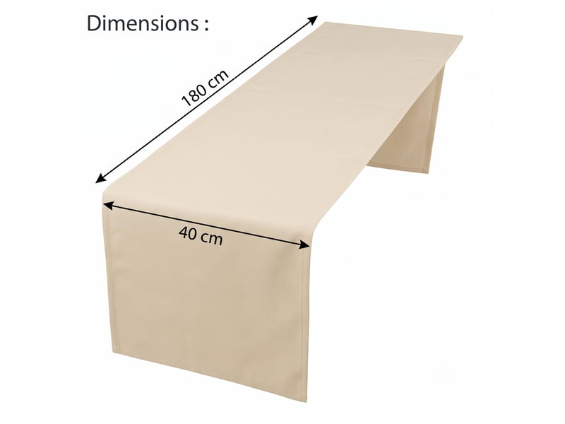 Chemin de table élégant - 40x180 cm - effet lin déperlant et imperméable - beige - Conforama E