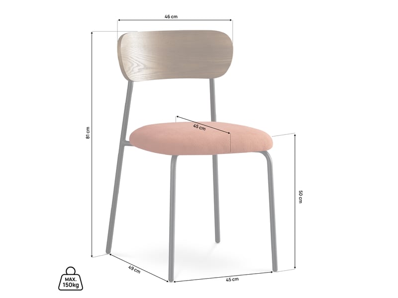 Lot de 4 chaises scandinaves velours côtelé terracotta placage frêne pieds métal noir - olivia OLIVIA - Conforama E