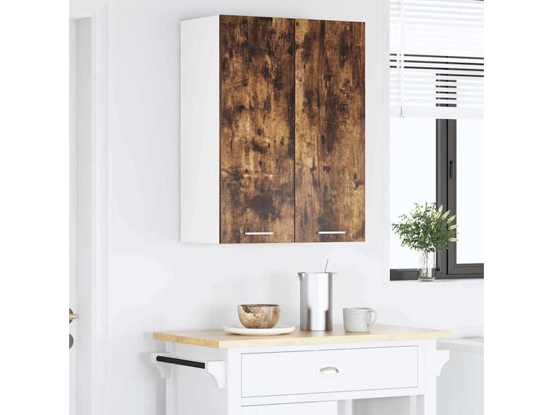 Meuble de rangement, armoire suspendue chêne fumé 60x31x80cm bois d'ingénierie shl4757 - Conforama D