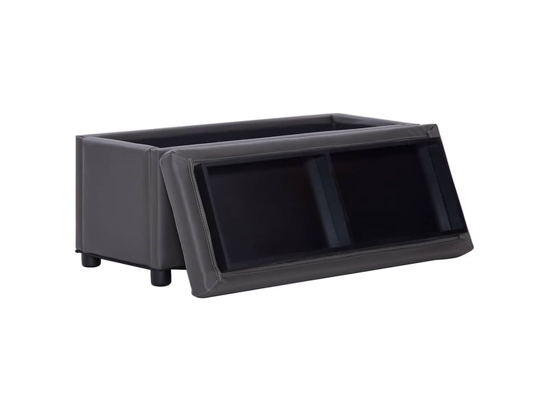  Banc de rangement 87,5 cm gris similicuir  - Conforama D
