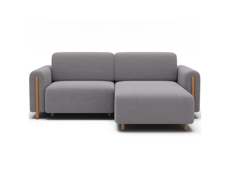  Canapé d'angle convertible arvessa gris clair velours côtelé – angle droit  - Conforama A