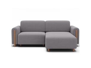 Canapé d'angle droit fixe MEUBLORAMA 3 places Tissu gris avec coffre de rangement