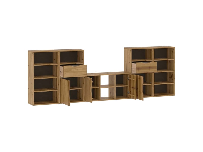  Meubles tv - banc tv - meuble de rangement 5 pcs avec rangement odda bois de pin massif  - Conforama E