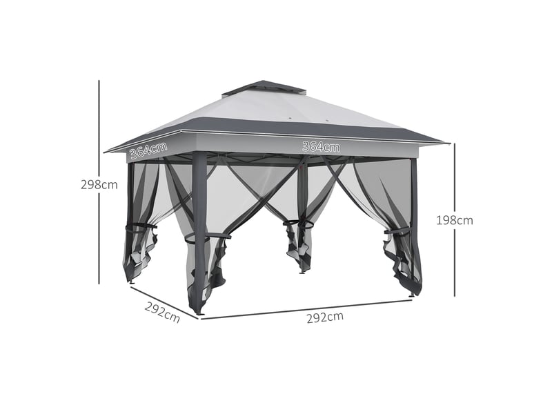  Tonnelle barnum pop-up pliant acier polyester moustiquaires sac transport roulettes gris  - Conforama C