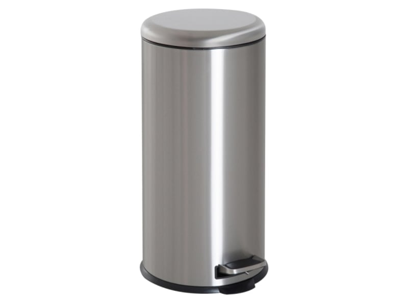 Poubelle à pédale 30 l en inox, bac intérieur, couvercle rabattable, argentée, cuisine et salle de bain - Conforama A