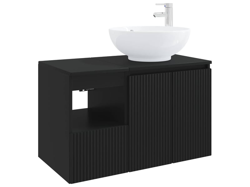  Ensemble de mobilier de salle de bain 2 pc noir cf64178  - Conforama A