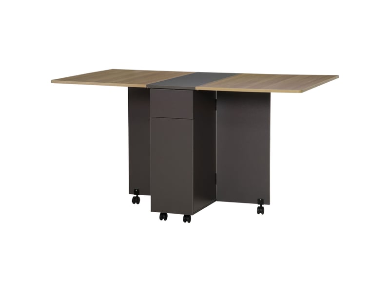  Table de salle à manger pliante en panneaux de particules avec 2 tiroirs et 1 placard, pouvant accueillir jusqu'à 6 personnes, 140 x 76 x 76 cm  - Conforama B