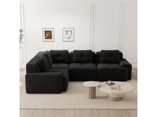Canapé modulable sans cadre en velours côtelé noir, assise profonde, confortable, sans montage, antidérapant, pour salon et bureau