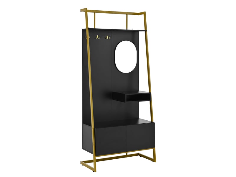  Portemanteau avec banc et rangement 78 x 180.5 cm en mdf noir  - Conforama R