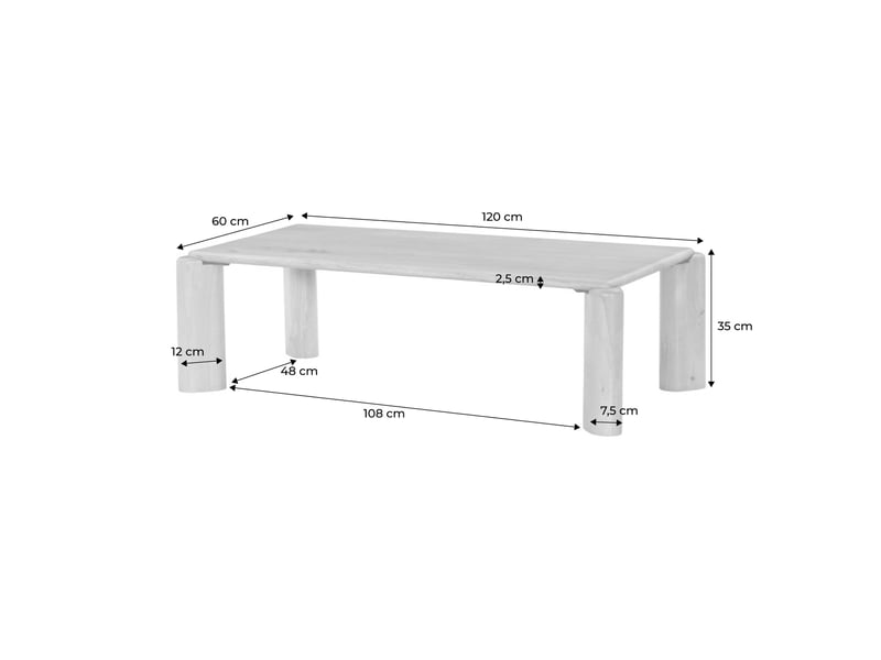  Table basse exotique rectangulaire bois de manguier naturel - petra  - Conforama D