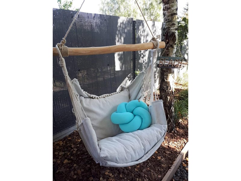  Coussin oreiller décoratif tresse turquoise 4260017 - Conforama B