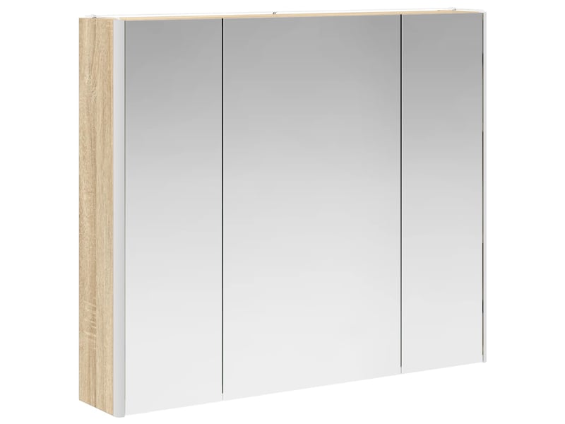 Armoire miroir salle de bain, meuble de rangement chêne sonoma shl7367 - Conforama E