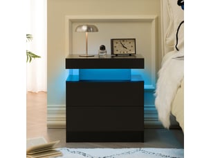 Table de chevet led 49x34,8x52,1 cm 2 tiroirs noir