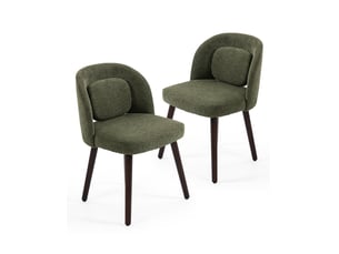 Lot de 2 chaises de salle à manger 46 x 46 x 77,5 cm vert foncé, bois d'hévéa avec soutien lombaire