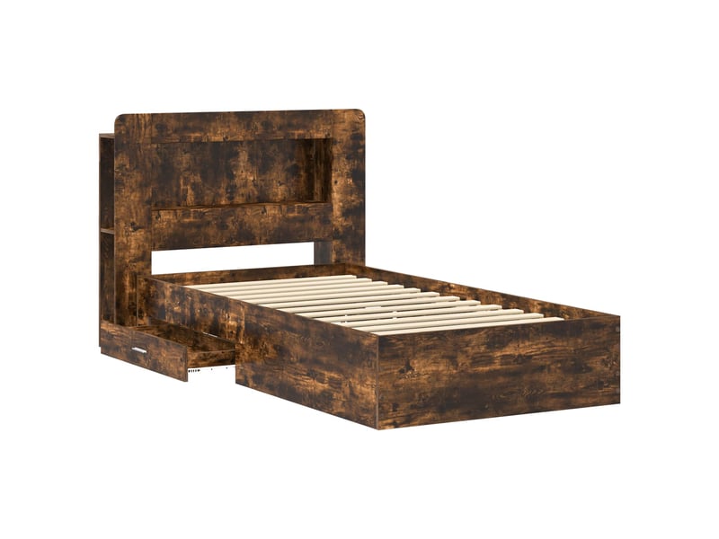  Lit simple- lit adulte -  cadre de lit avec rangement chêne fumé 100 x 200 cm  - Conforama B