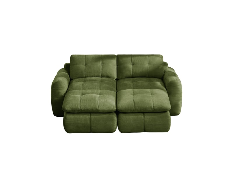  Canapé fixe, droit, modulaire, en tissu chenille, vert 194x160x68cm - Conforama D