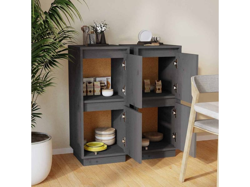  Buffets 2 pcs - bahut - meuble de rangement gris 31,5x34x75 cm bois massif de pin  - Conforama C