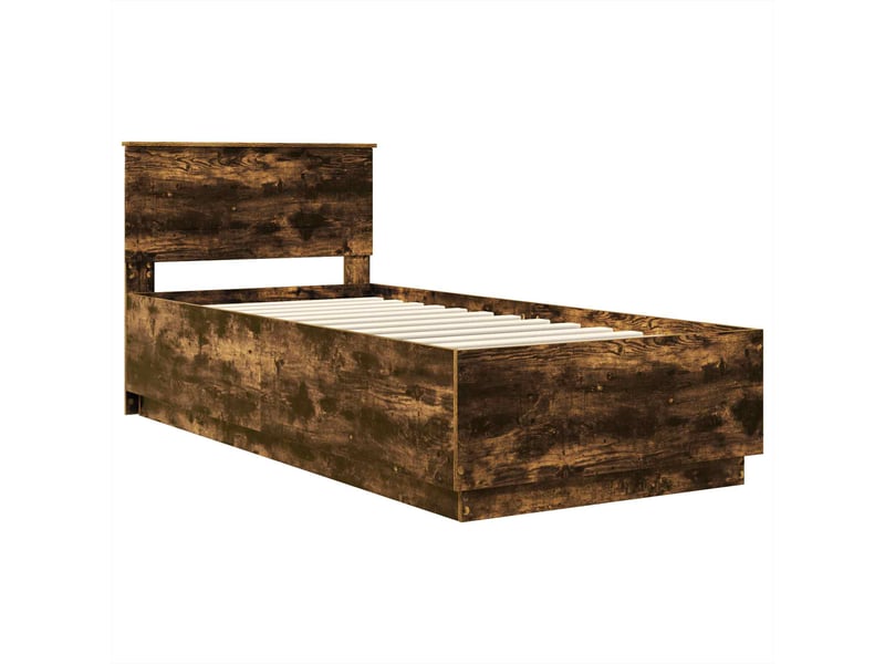  Lit simple- lit adulte -  cadre de lit chêne fumé 90 x 190 cm bois d'ingénierie  - Conforama D
