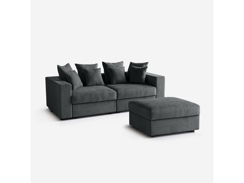  Canapé modulaire de salon déhoussable avec pouf et coussins cortina d - gris  - Conforama A