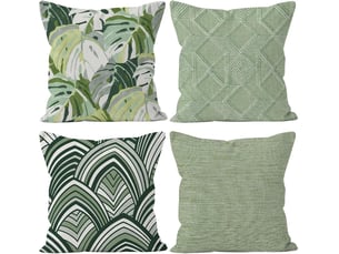 Housses de coussin 45 x 45 cm lot de 4 coussin exterieur impermeable vert double face doux taie oreiller housse coussin feuilles coussin canape pour jar