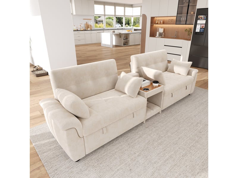  Canapé-lit en u convertible - double couchage escamotable - dossier réglable 3 positions 284x138x89cm - Conforama E