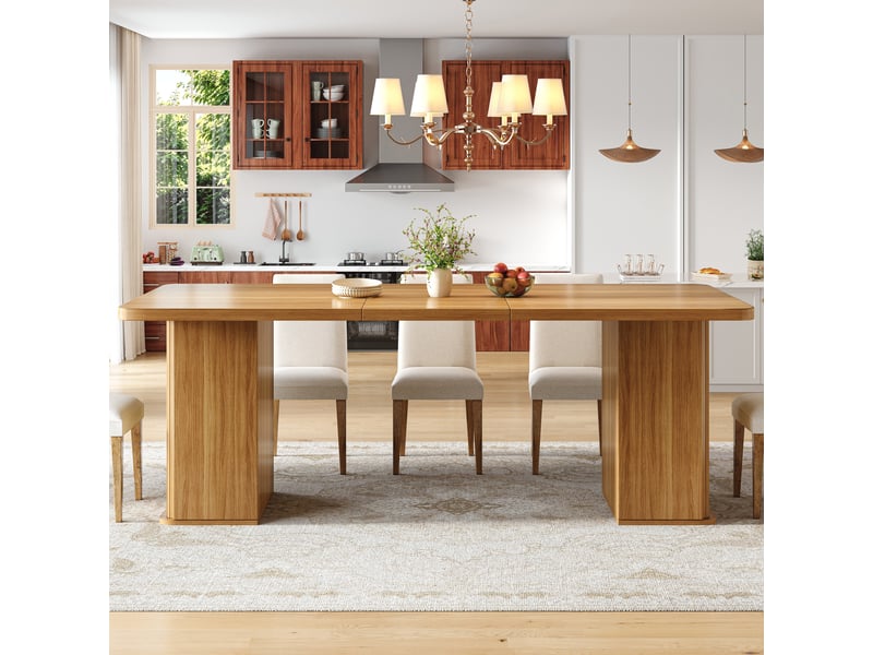  Table à manger extensible 140-180x80x75cm avec rangements des deux côtés, plateau effet bois, mdf et métal, marron evarich - Conforama E