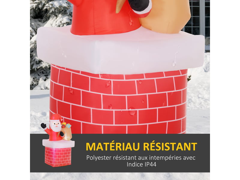  Père noël gonflable décoration de noël extérieur avec lumières led sac de cadeau et la cheminée 130 x 82 x 195 cm rouge  - Conforama E