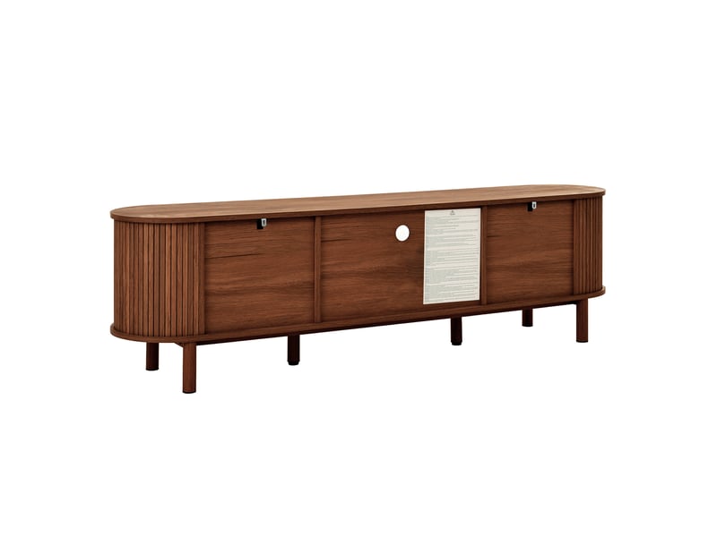  Meuble tv noyer design incurvé moderne 175 cm de long avec tiroirs et niches  - Conforama D