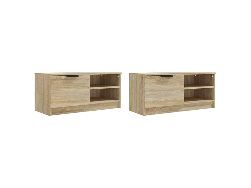  Lot de 2 meuble tv bas salon chêne sonoma 80x35x36,5 cm bois d'ingénierie  - Conforama D