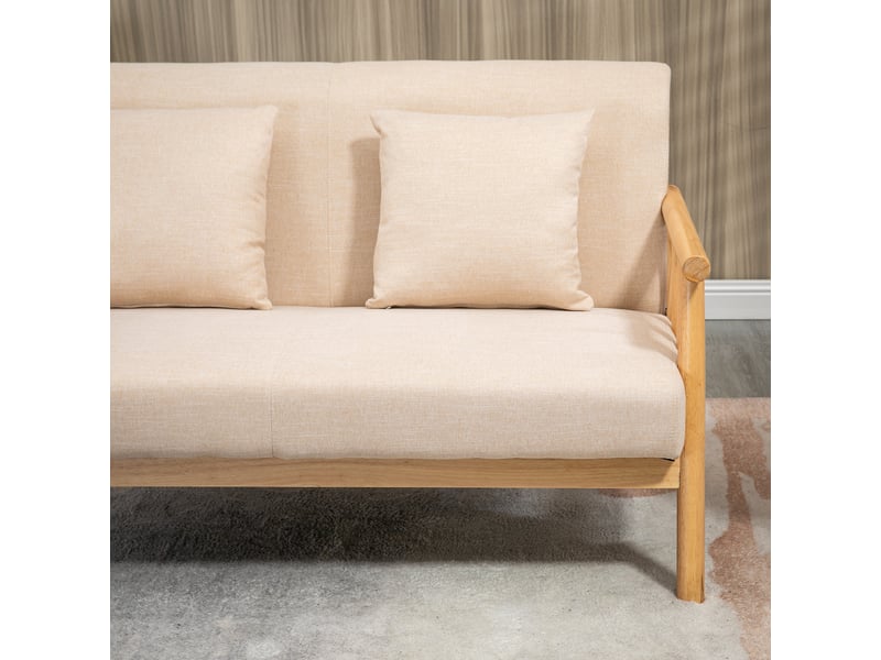  Canapé 2 places, canapé de salon; en aspect lin, beige, coussins inclus  - Conforama W