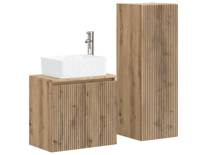  Ensemble de mobilier de salle de bain 2 pcs chêne artisanal shl3034  - Conforama A