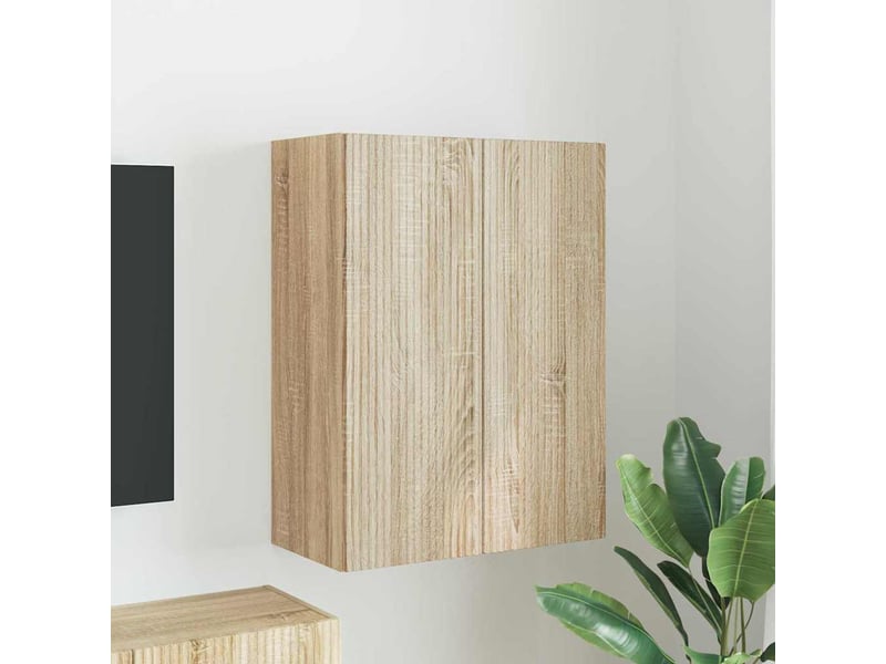  Meuble tv - banc tv - meuble de rangement mural 59,5 x 31 x 80 cm chêne sonoma  - Conforama B