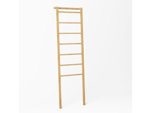 Échelle porte-serviettes en bambou naturel 7 barreaux, design minimaliste à poser contre le mur