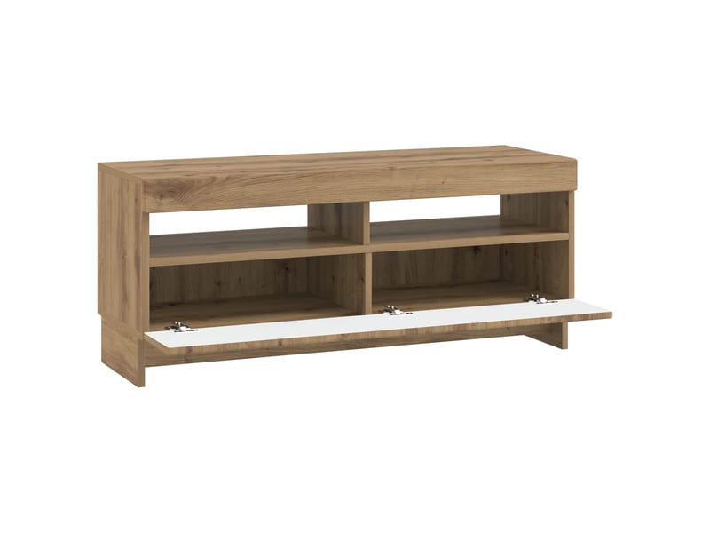  Meuble tv - banc tv - meuble de rangement led chêne artisanal bois d'ingénierie  - Conforama E