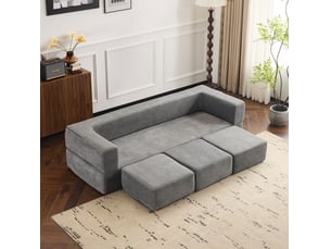 Canapé modulable 3 places convertible en lit gris evryae