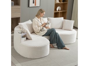 Canapé d'angle gauche fixe <strong>MERAX</strong> <strong>canapé compressible</strong> 3 places Tissu beige