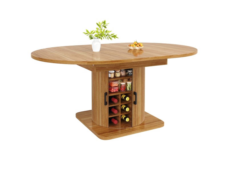 Table de salle à manger extensible,118-158x118x76 cm,avec rangement,mdf,marron foncé - Conforama A