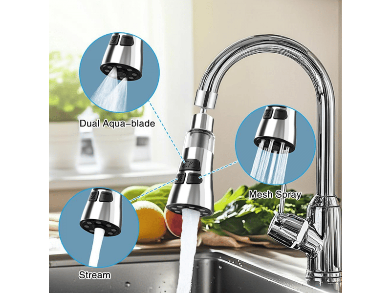  Aérateur 3 modes 360° pour robinet de cuisine et salle de bain - adaptateurs inclus, facile à installer, économie d'eau  - Conforama D