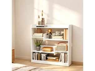 Bibliotheque coloris blanc 4 étagère(s) <strong>KORFEE</strong> <strong></strong> - 18 cm x 90 cm
