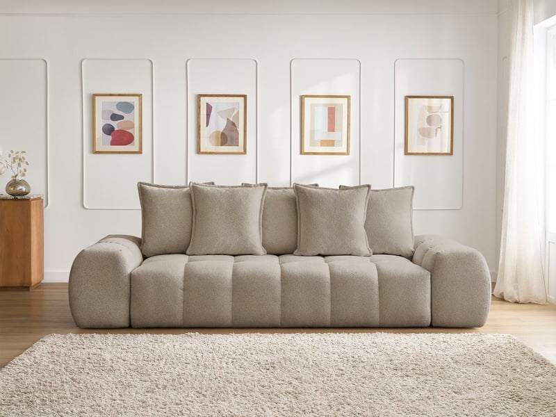  Bobochic canapé droit fixe 3 places everest tissu chiné taupe EVEREST - Conforama D