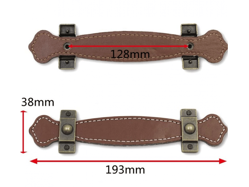  6 poignées de cuir pour tiroirs, 128 mm, style vintage, pour valises et placards, couleur marron.  - Conforama C