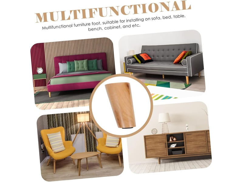  4pièces lot meuble de remplacement coniques pour commode lit table basse facile à installer avec patin antidérapant  - Conforama E