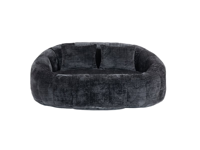  Fauteuil poire 145x95x63 cm à dossier haut en chenille noir  - Conforama A