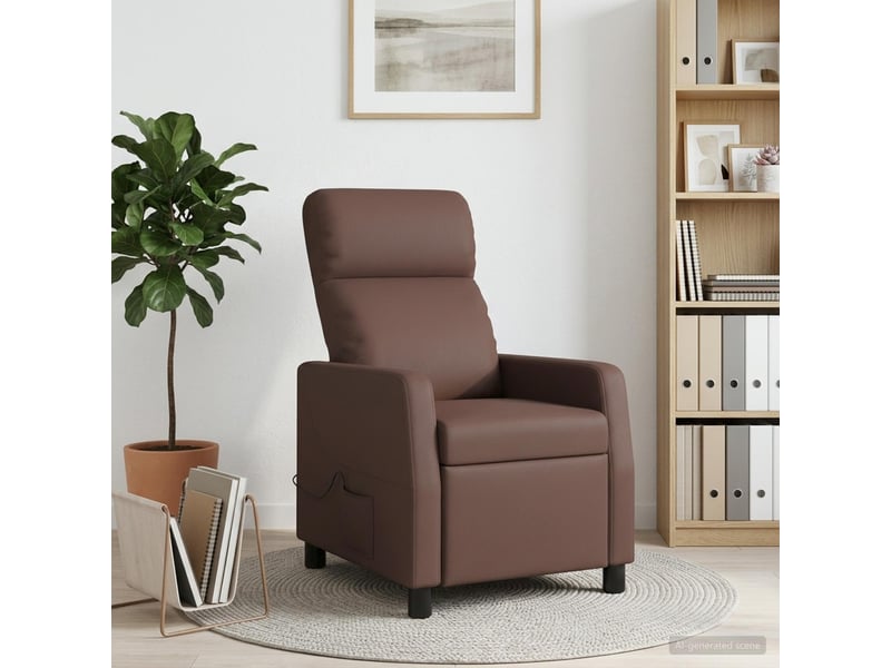  Vidaxl fauteuil de massage inclinable marron simili cuir  - Conforama B