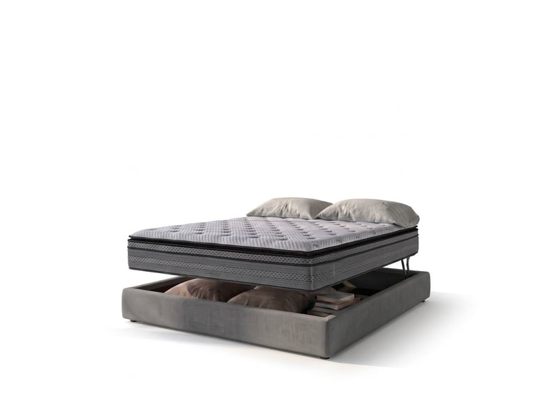  Ensemble lit coffre parallèle et matelas hybride nuage 160x200 cm - tissu gris foncé- collection tissu PREMIUM - Conforama A