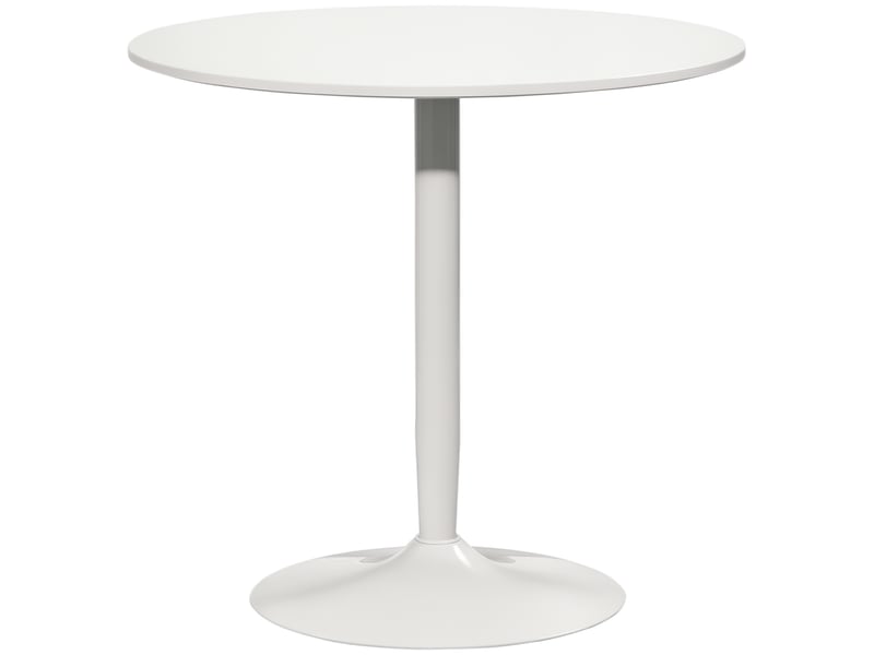  Table à manger pour 2 personnes, plateau rond ø80 cm, mdf et acier, antidérapant, blanc, 75 cm de hauteur  - Conforama A